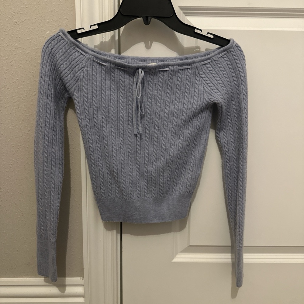 Hollister Soft Blue Off-Shoulder Sweater